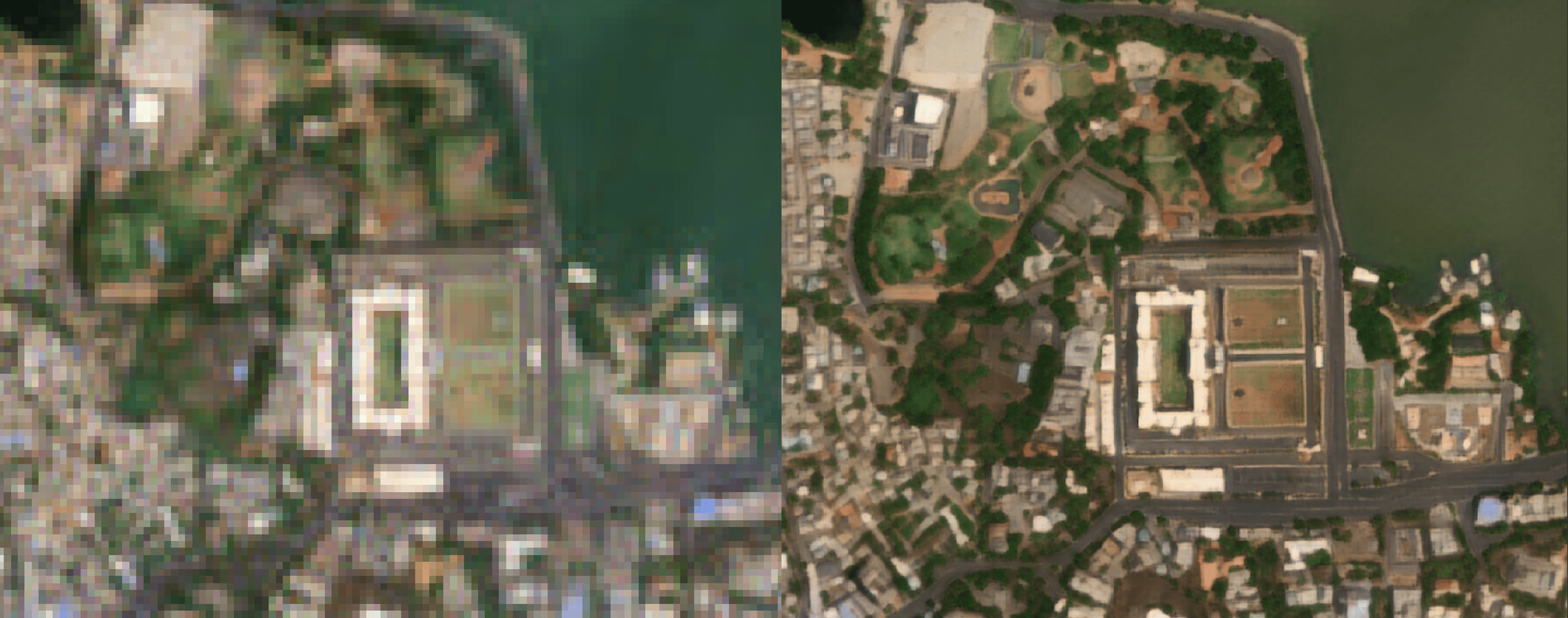 Super-resolved satellite imagery with segmented asset footprints